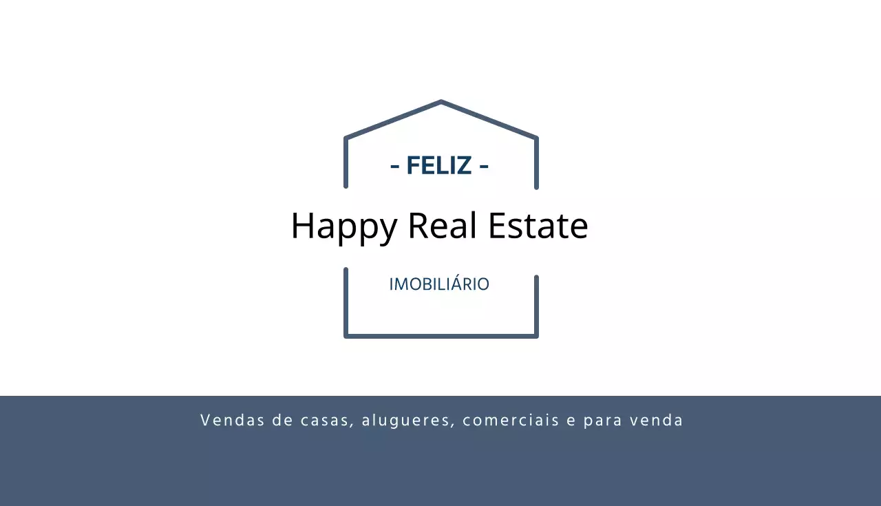 Cartão de visita ilustrado branco e azul-marinho para o sector imobiliário