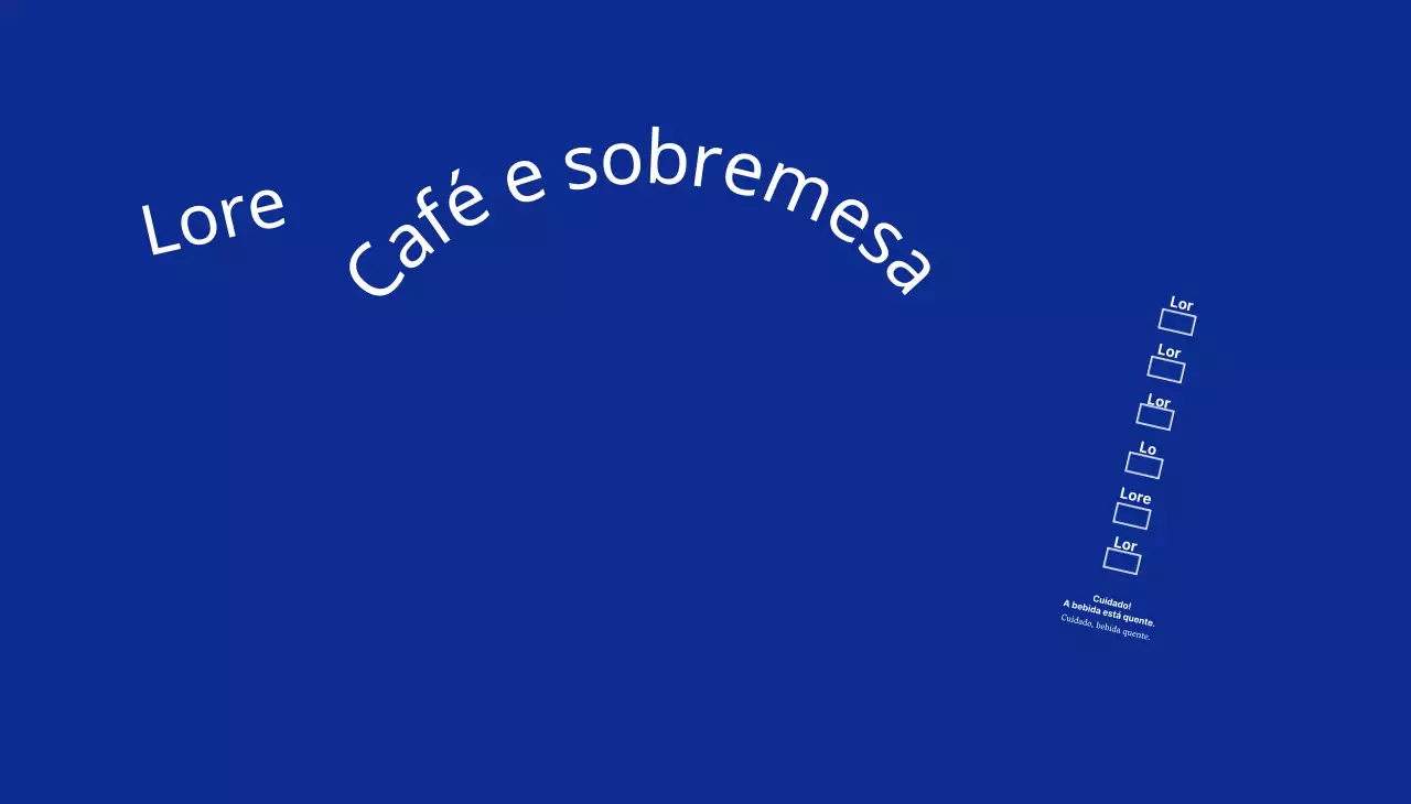 Café com texto em letras simples azuis