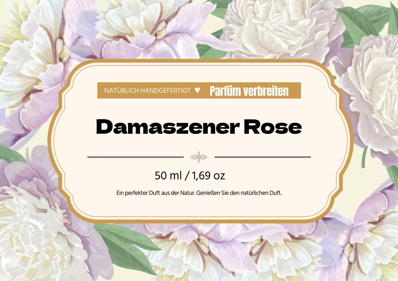 Vintage Parfüm Etikett mit gelber Illustration