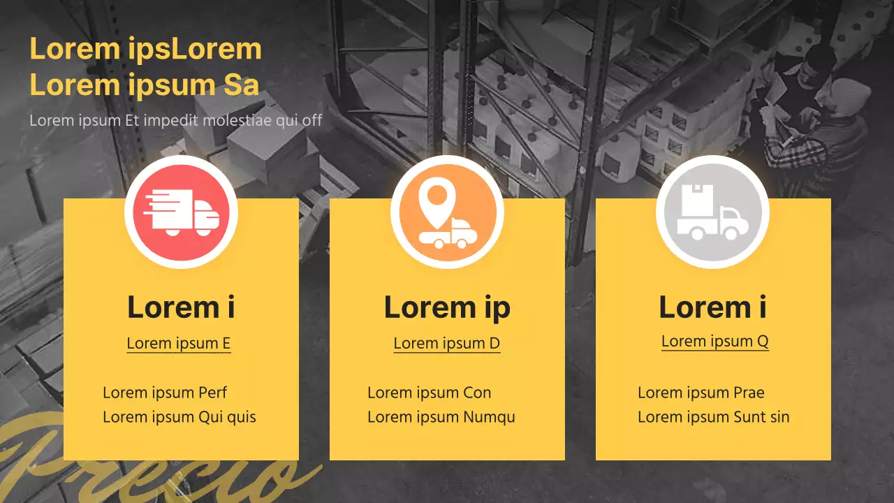 Presentación de un sencillo servicio rápido amarillo y negro