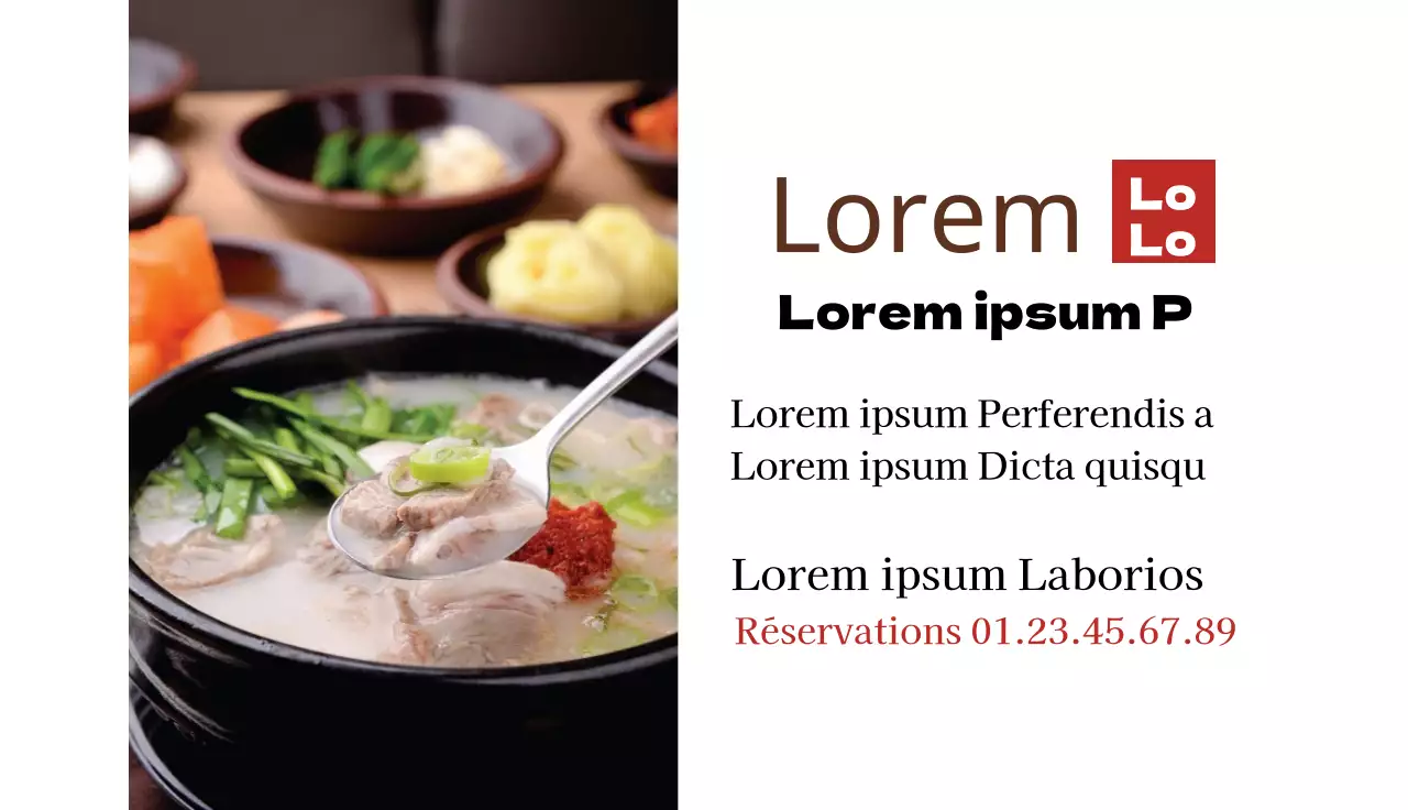 Un restaurant soigné avec une photo rouge met l'accent sur le Kukbap