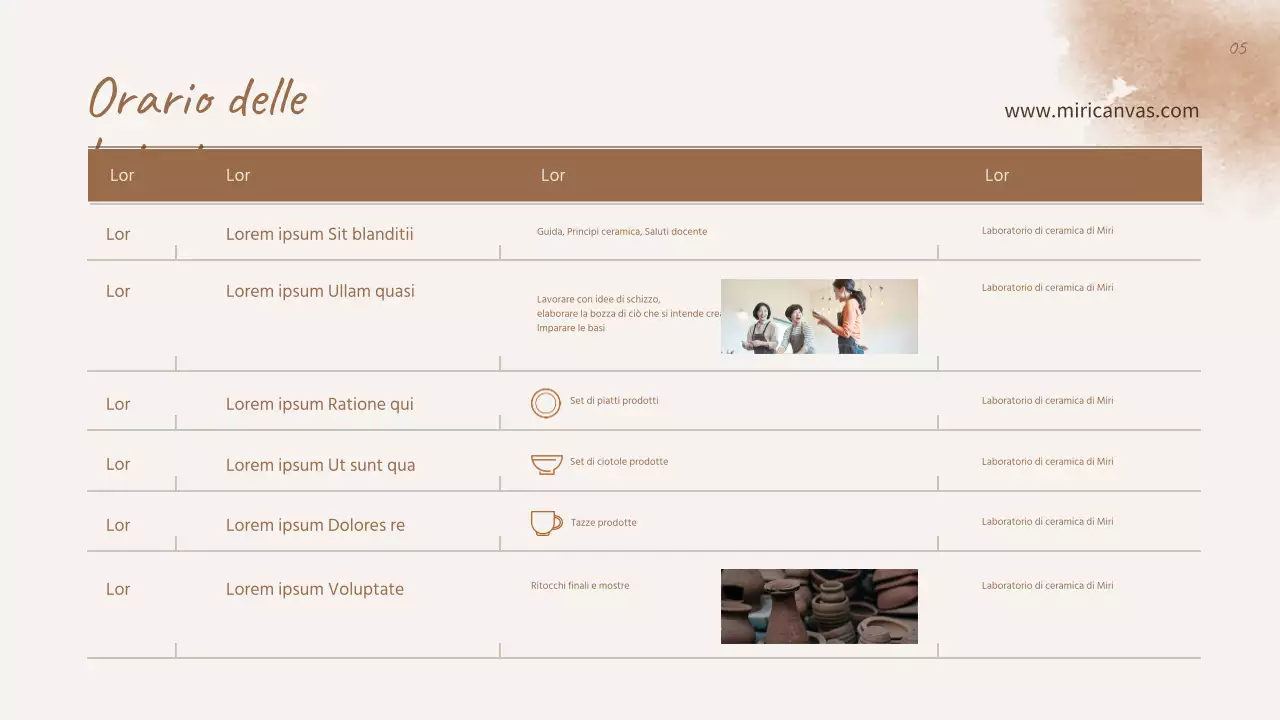 Corso di ceramica di un giorno con un'atmosfera tradizionale in beige e marrone