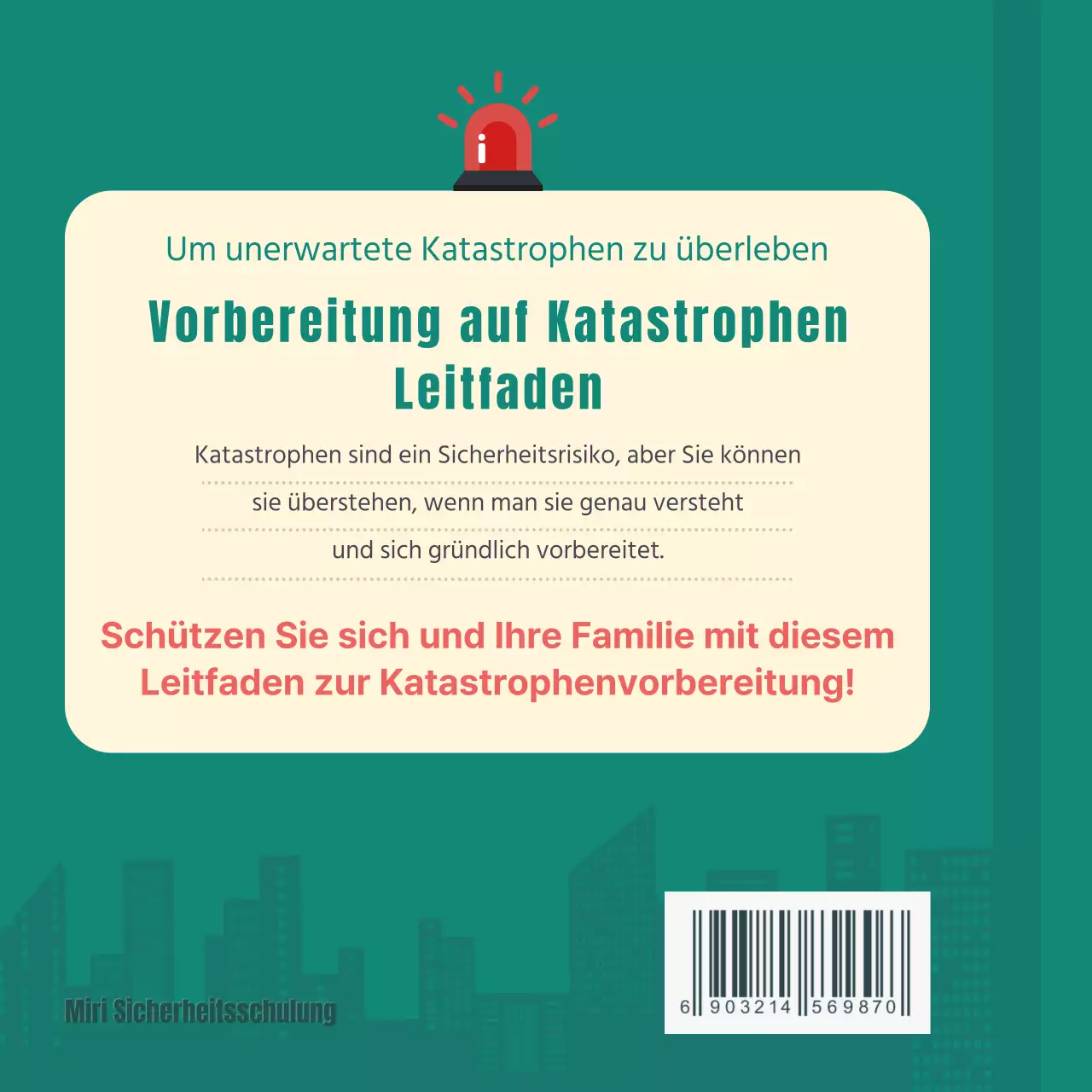 Türkisfarbener Leitfaden für die Katastrophenvorsorge cardnews design