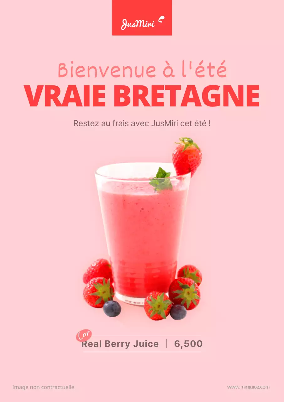 Poster de jus de fruits d'été rose