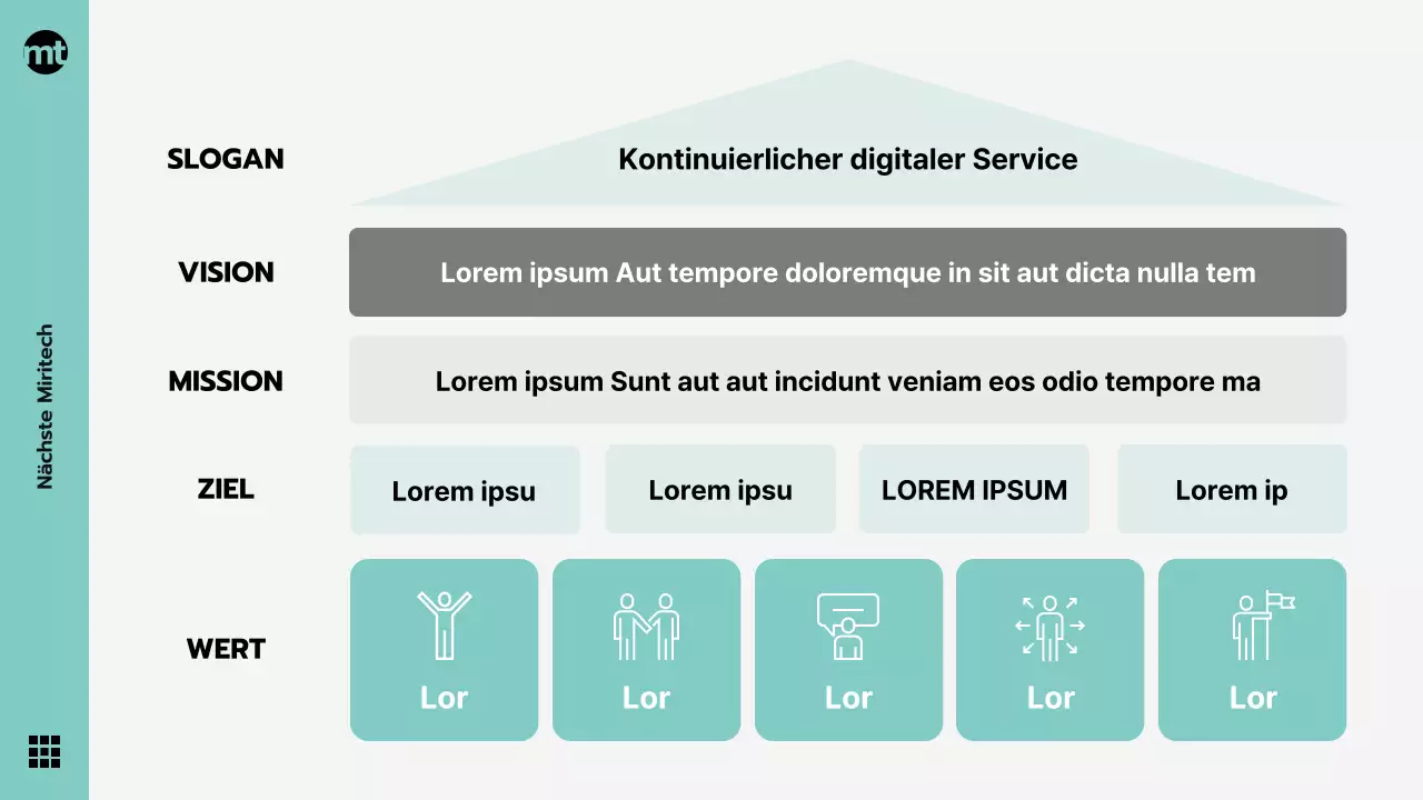 Mintgrünes und graues modernes Corporate Collateral, Unternehmensleitbild, Feier- und Präsentationsthema
