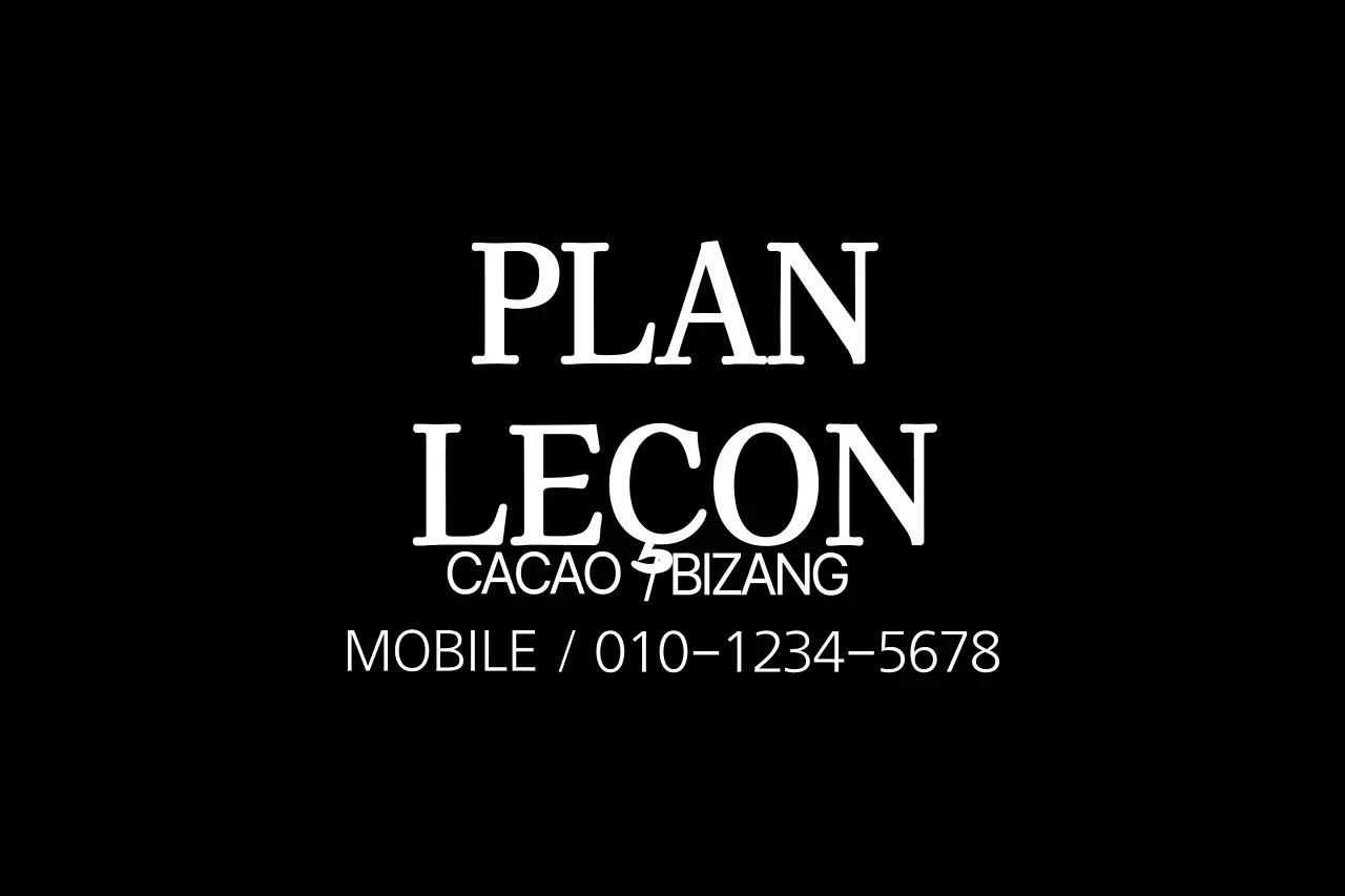 PLAN DE LA LEÇON