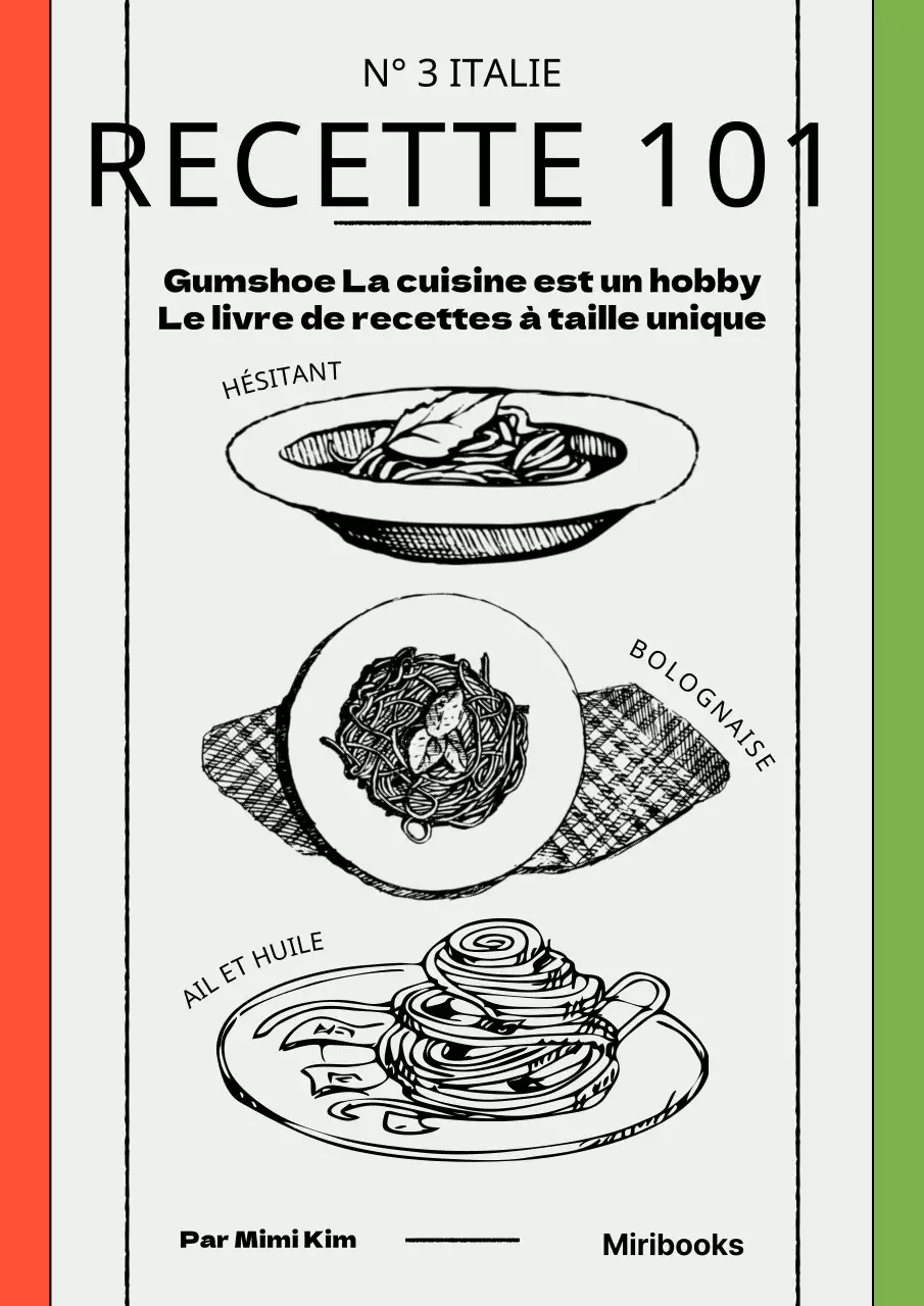 Dessin au trait d'un livre de recettes à points de pâtes sur fond blanc