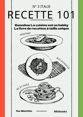 Dessin au trait d'un livre de recettes à points de pâtes sur fond blanc