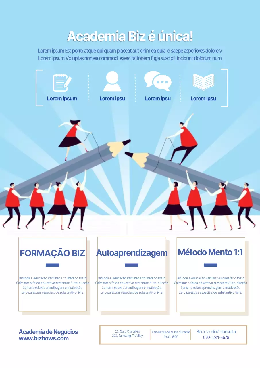 Promova a sua escola com uma ilustração de estudantes a azul