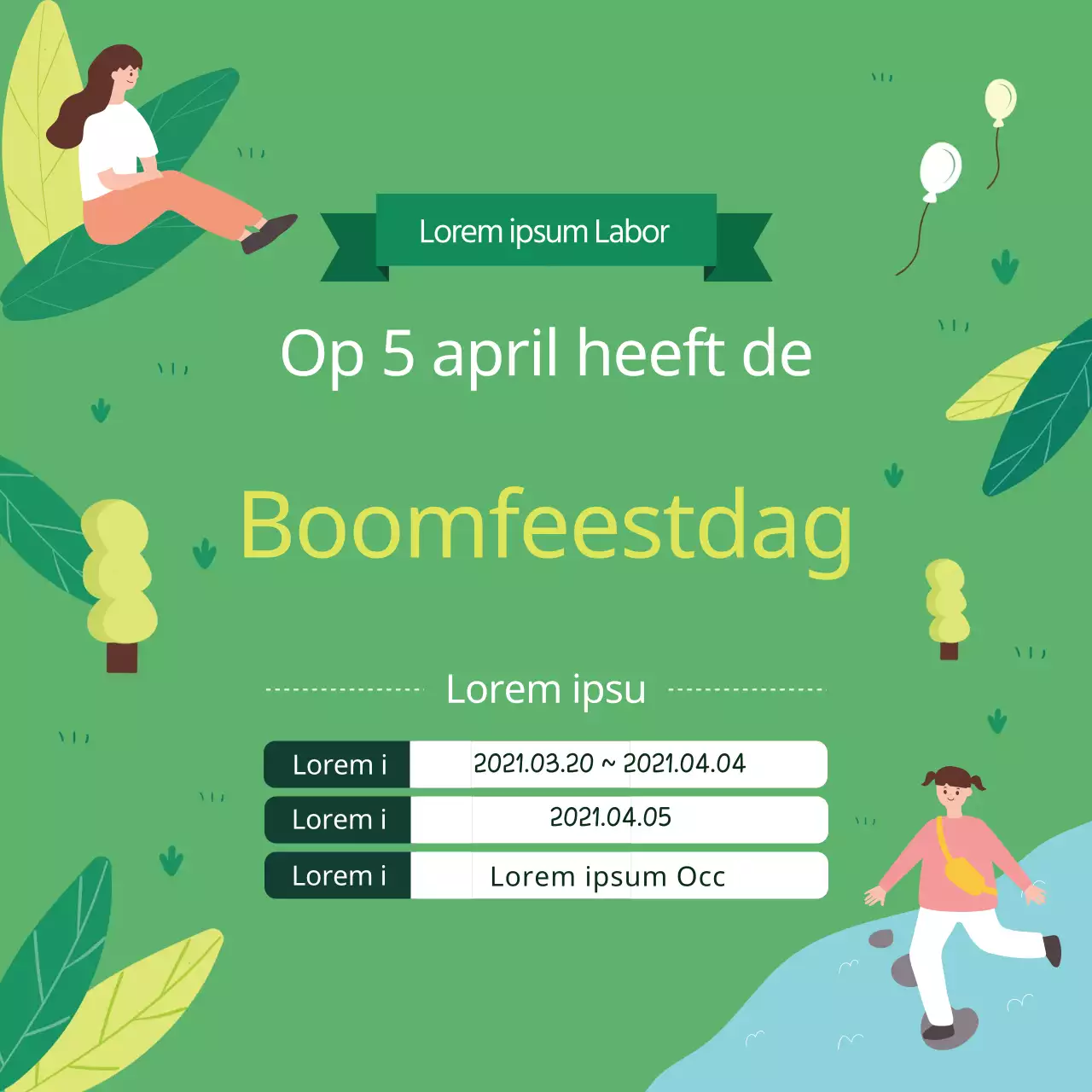 Groene Illustratie Schattige Arbor Day Promotie