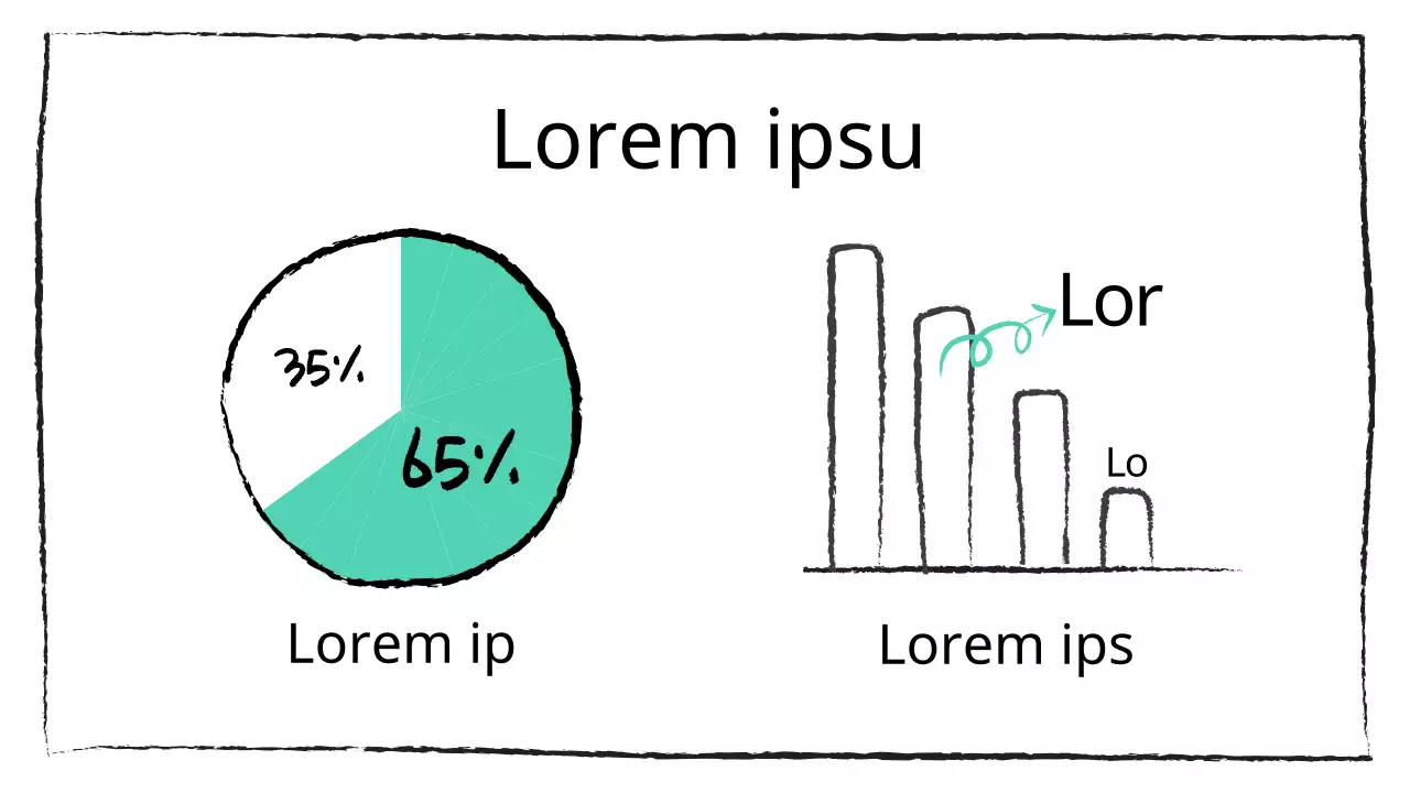 Conceito de lápis de menta gráfico de barras e gráfico circular