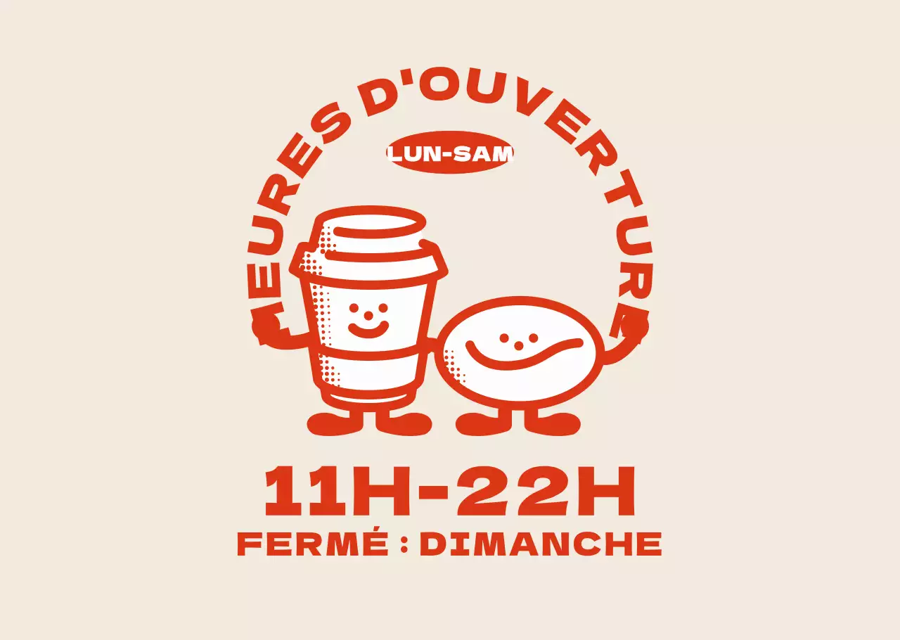 Les mignons personnages du café Red Orange vous renseigneront sur les heures d'ouverture.
