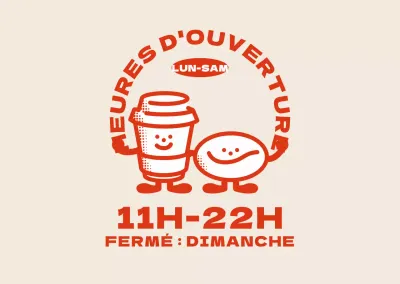 Les mignons personnages du café Red Orange vous renseigneront sur les heures d'ouverture.