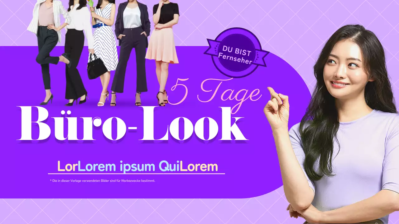 Der Arbeitslook einer Modemagazin-Redakteurin in Lila