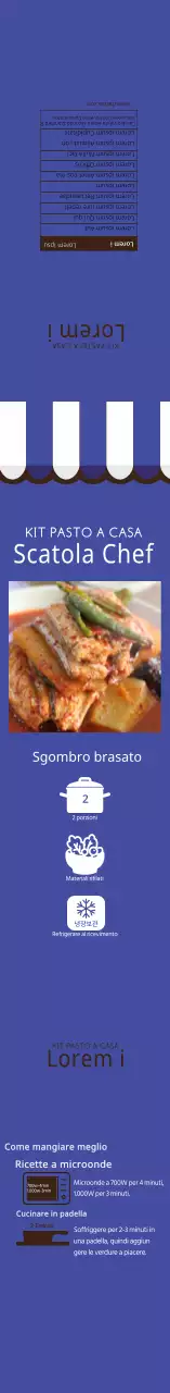 Etichetta illustrata blu dello sgombro