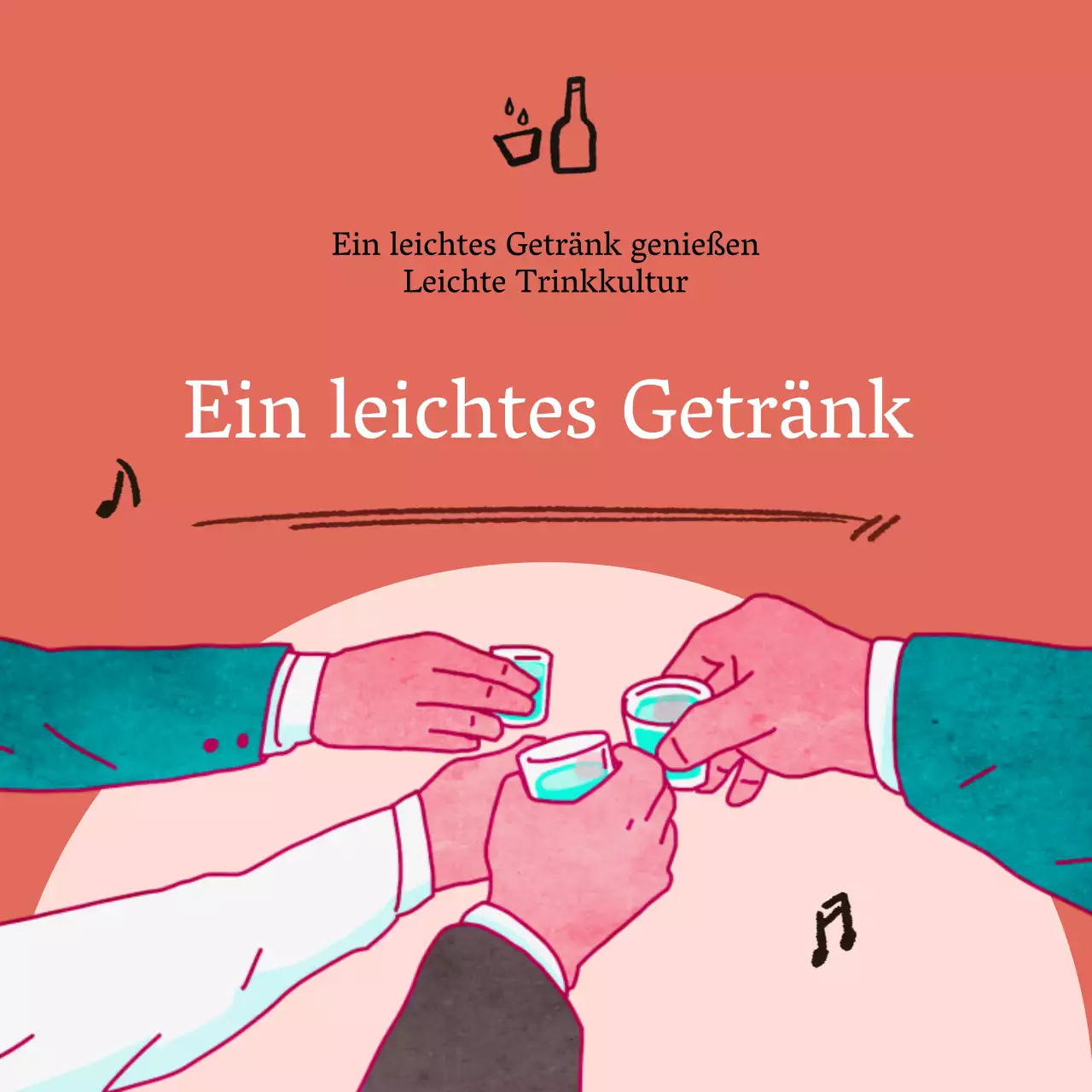 Ferienlicht-Trinkkampagne mit roten Illustrationen