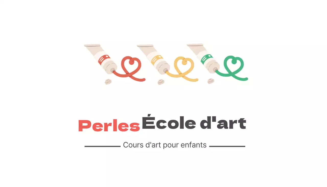 Carte de visite illustrée rouge d'une école d'art