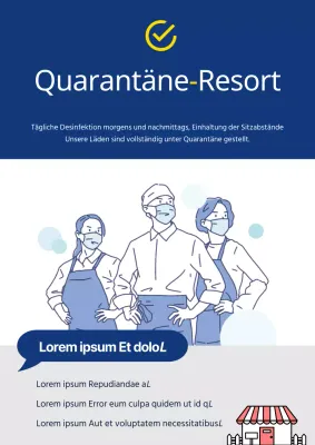 Marineblaue gelbe Quarantäne versicherte speichern Web-Poster