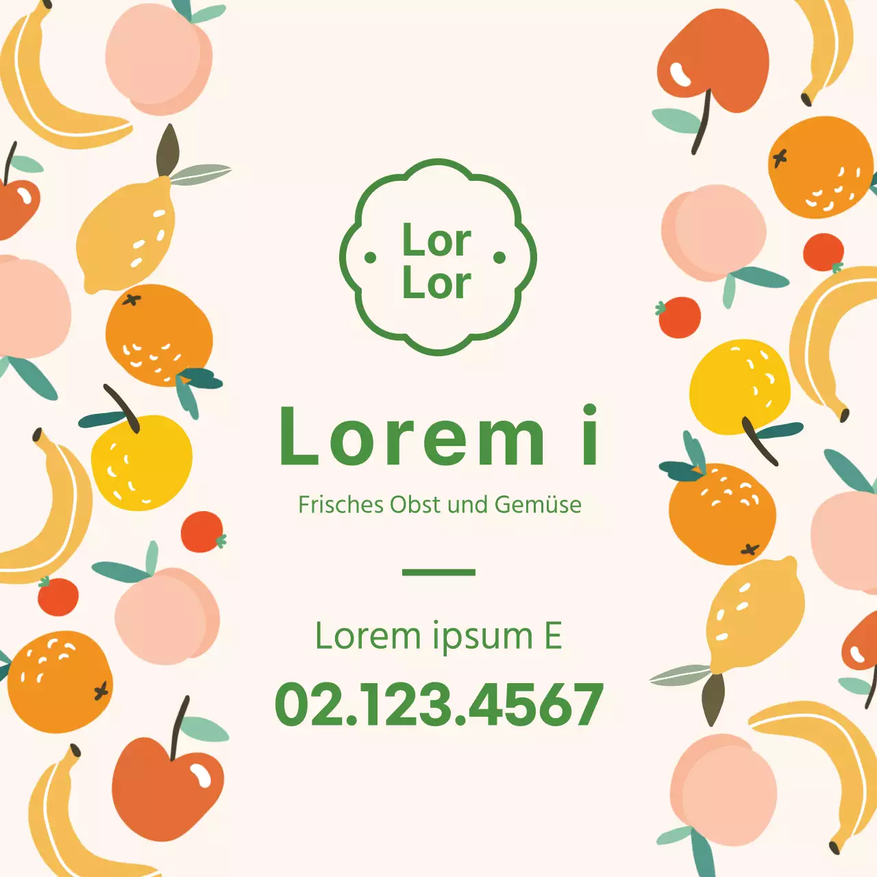 Grüne Illustration niedliches Obst Gemüsehändler