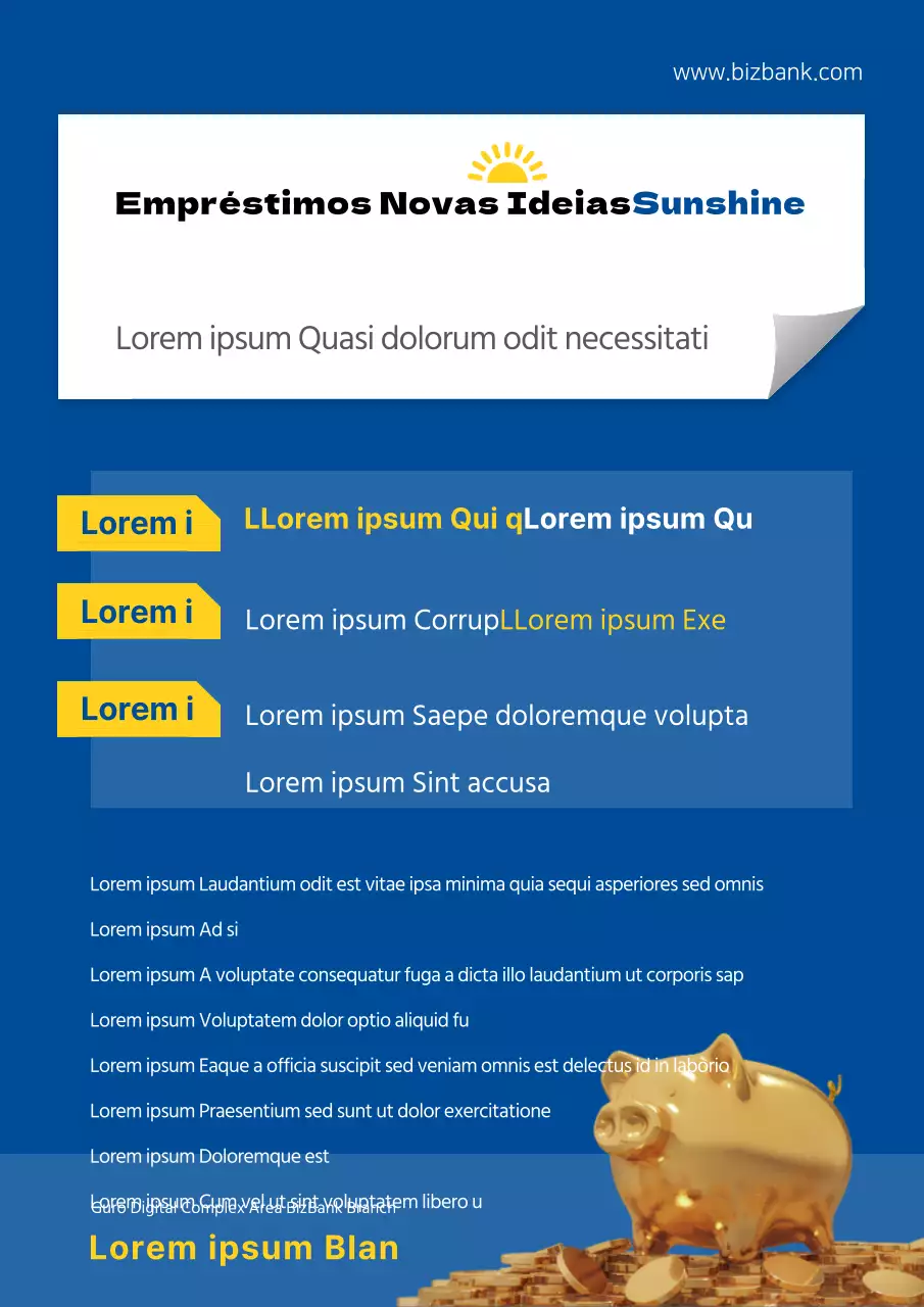 Folheto de produto de empréstimo bancário simples com um fundo cor de laranja