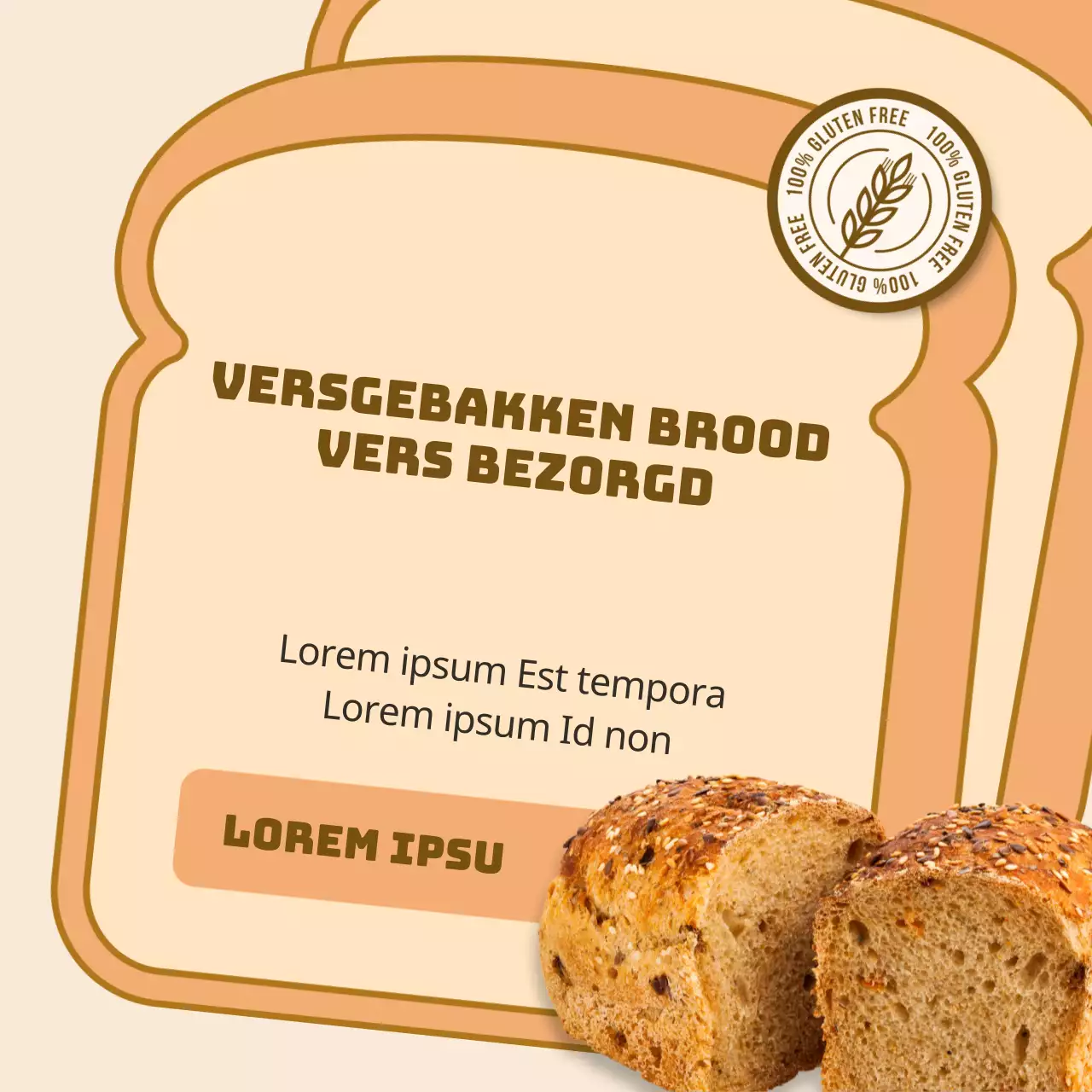 Illustratie van brood op oranje achtergrondBakkerijLevering