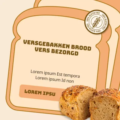 Illustratie van brood op oranje achtergrondBakkerijLevering