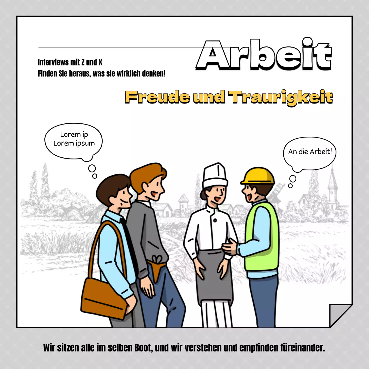 Ein einfaches gelb-graues Arbeitnehmerinterview