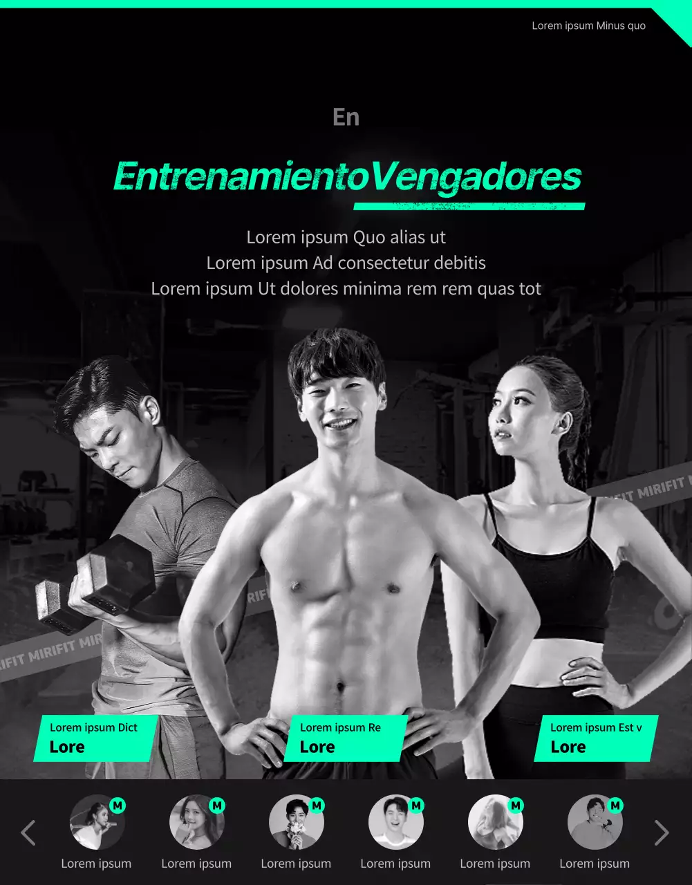 Deportivo servicio de aplicaciones de entrenamiento en casa en negro y menta