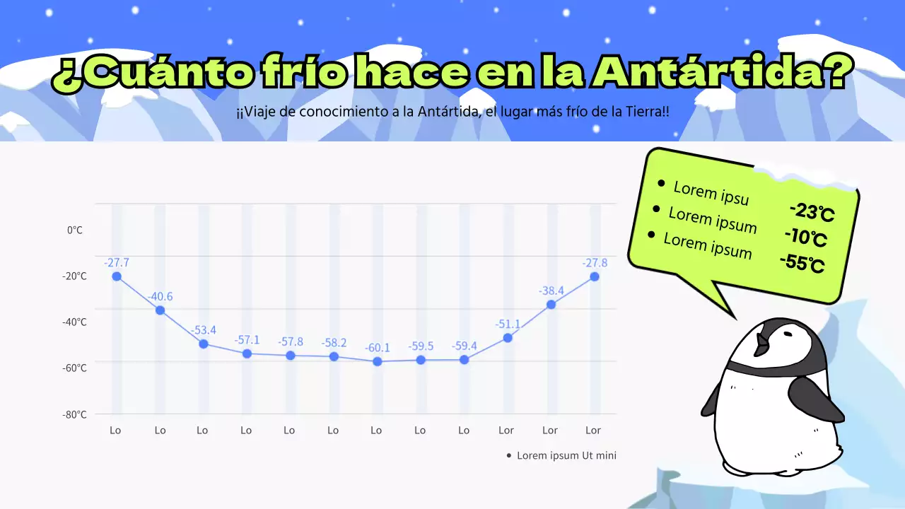 Antártida educación con pingüino azul elementos de ilustración