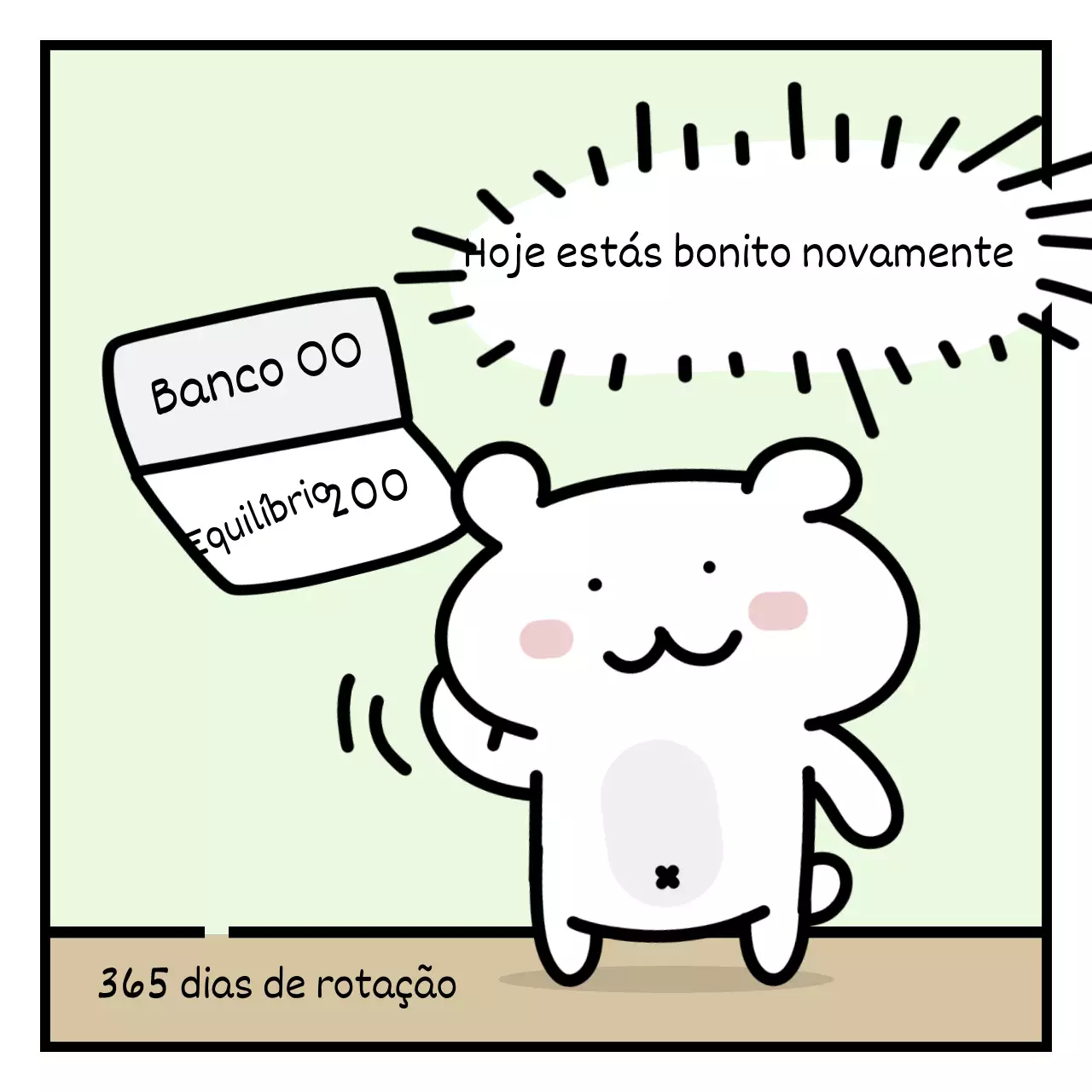 Um emoji de um trabalhador de escritório com um ursinho de peluche branco em tons de verde.