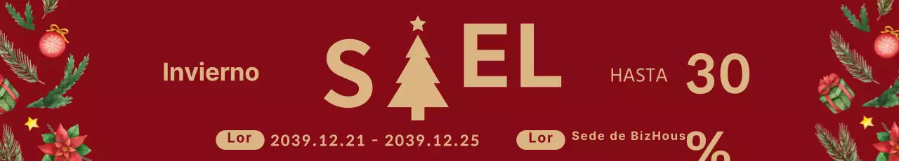 Banner rojo de venta navideña