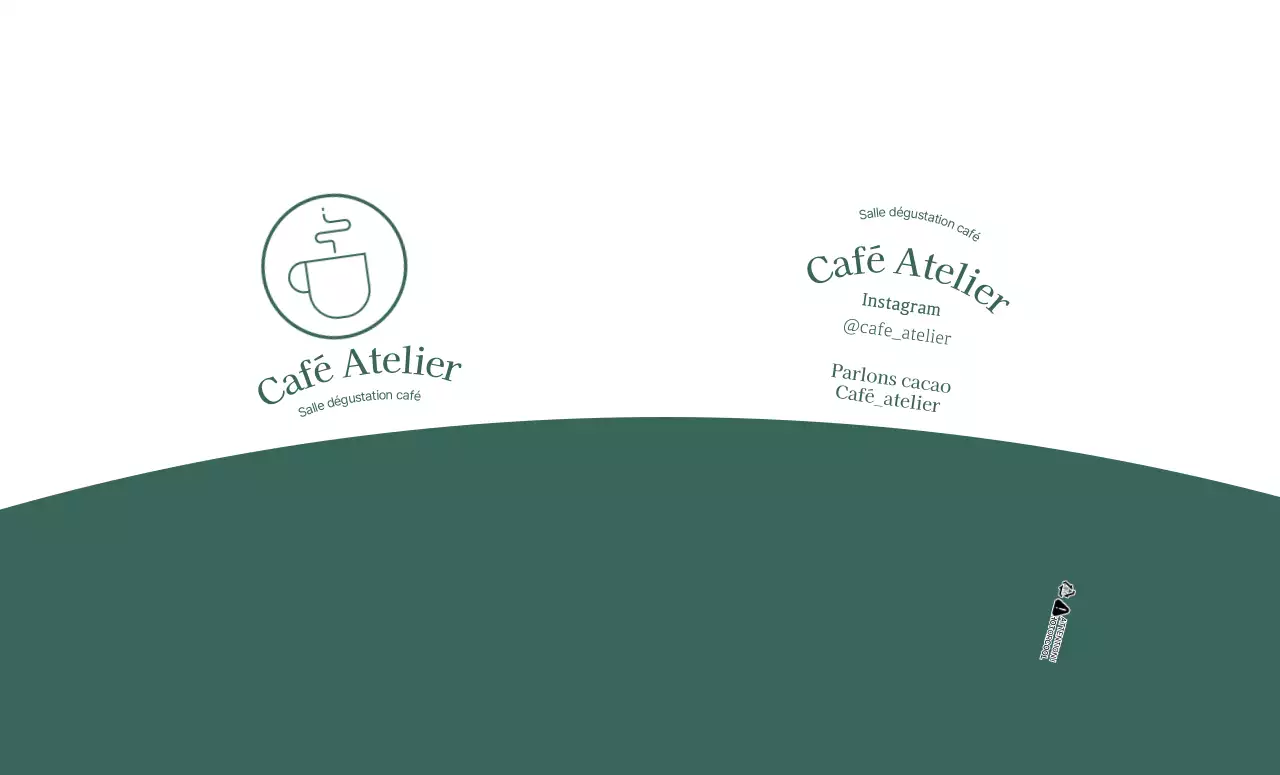 Illustration de ligne simple, blanche et verte, d'un café