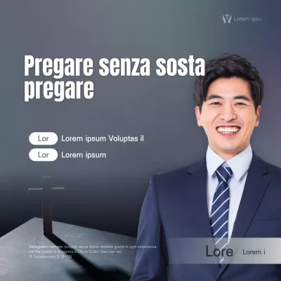 Concetto Grey Clean con guida al servizio religioso con pastore in carne e ossa