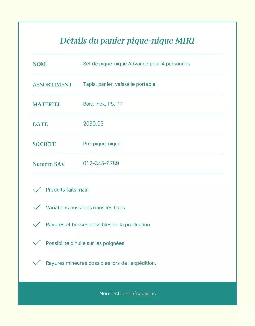 Un set de pique-nique simple et printanier en vert et jaune est maintenant en vente.