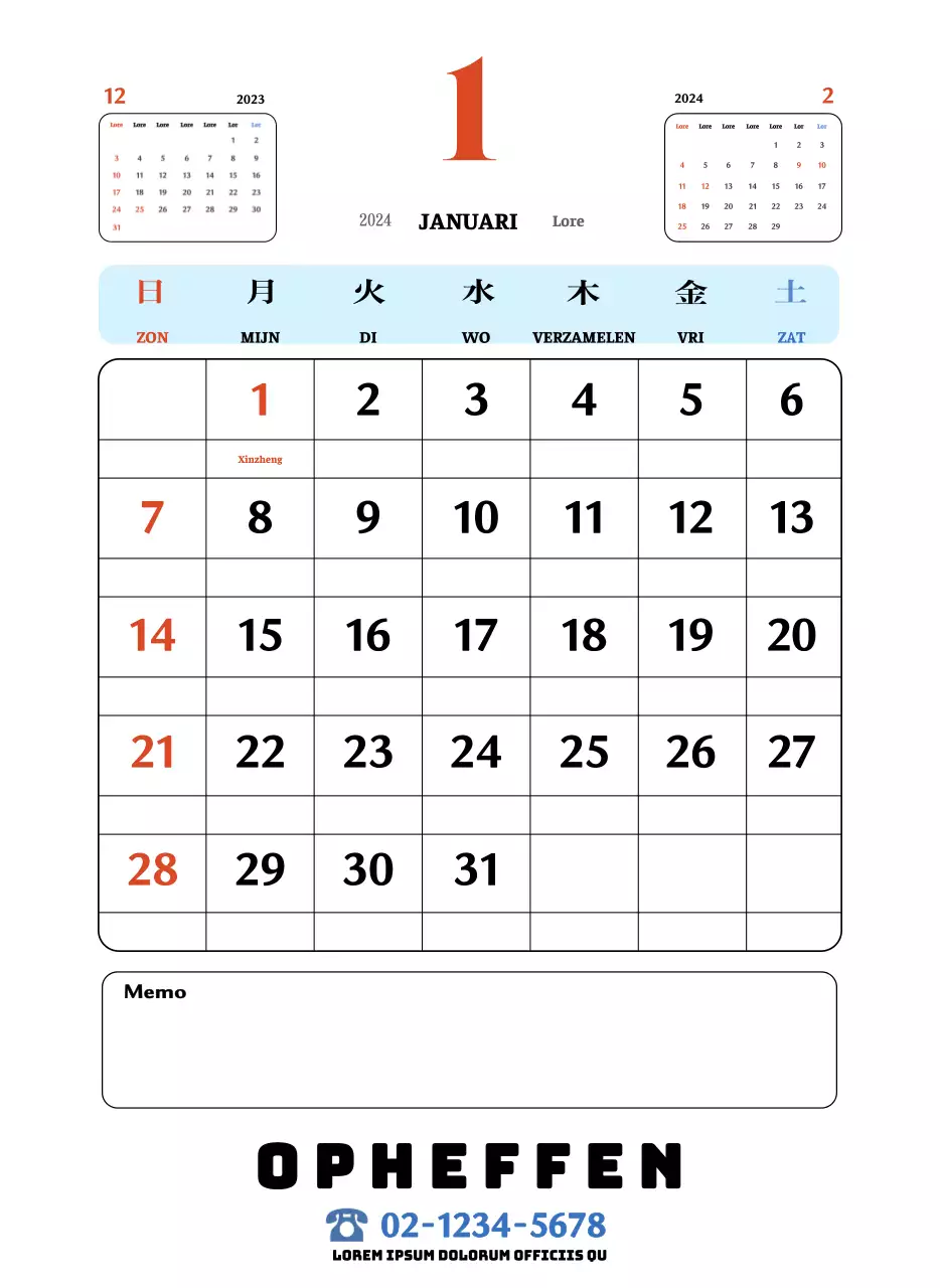 Rode en blauwe retro onderzetters memory kalender