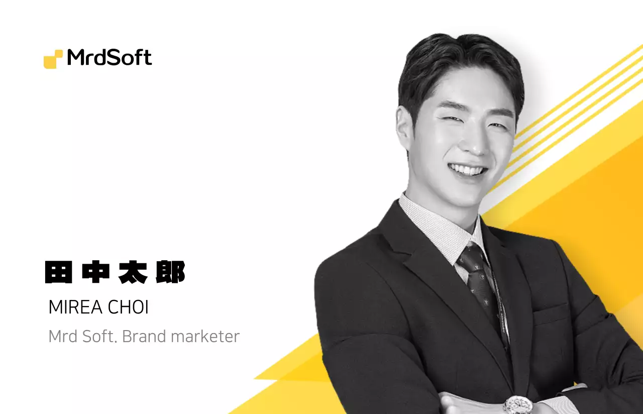 黄色い図形のビジネスコンセプト人物プロフィール社員証