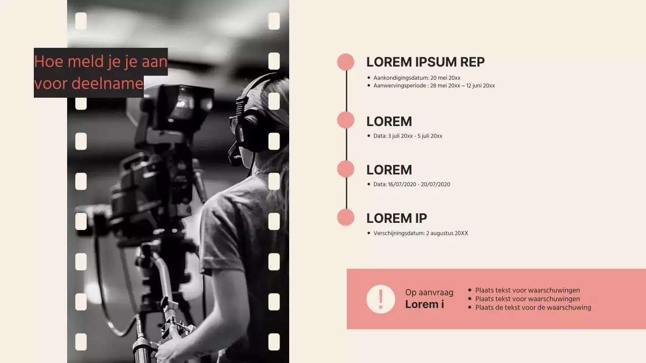 Promotie van de Film Concept School in vintage roze en beige