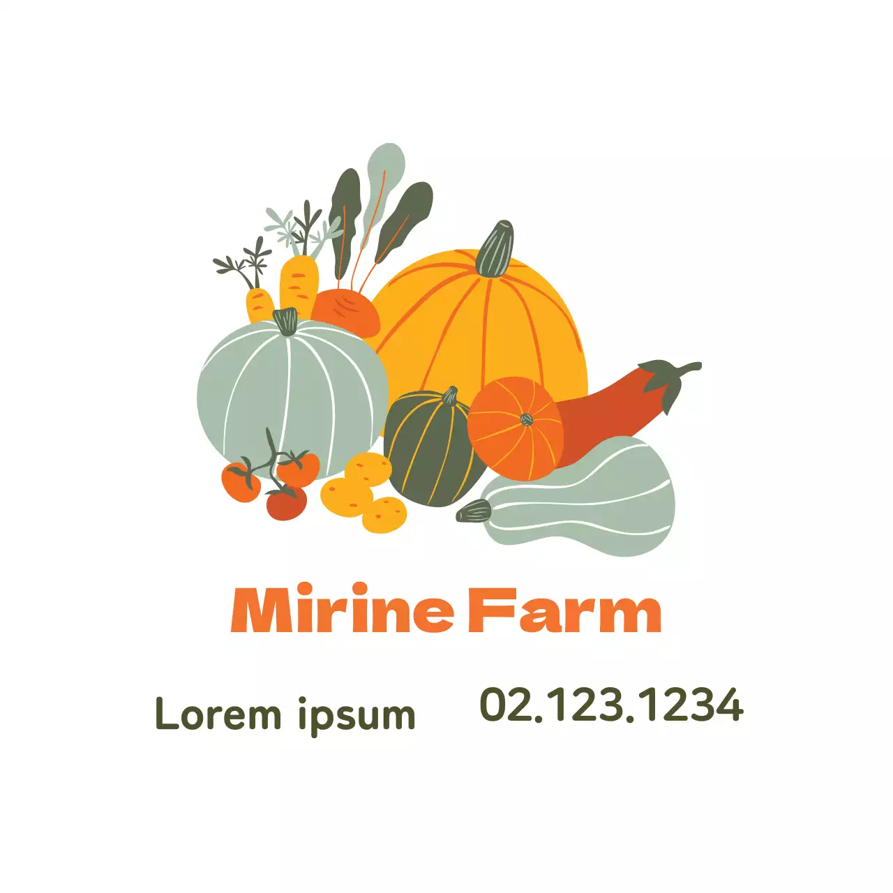 Gepflegter Bauernhof mit orangefarbener Illustration