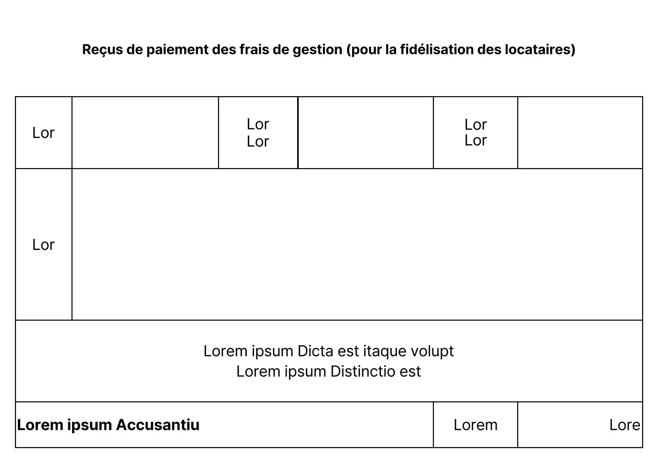 Un reçu propre et élégant pour le paiement d'une commission de gestion