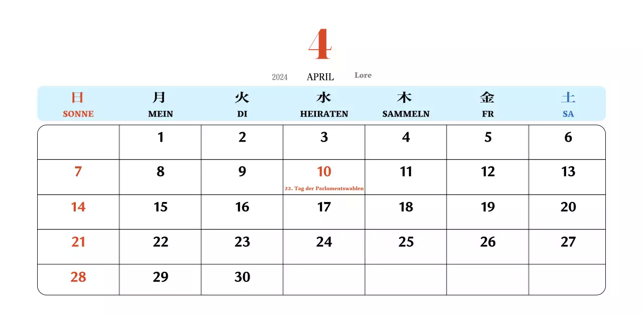 Retro-Konzept Nostalgie-Kalender in rot und blau