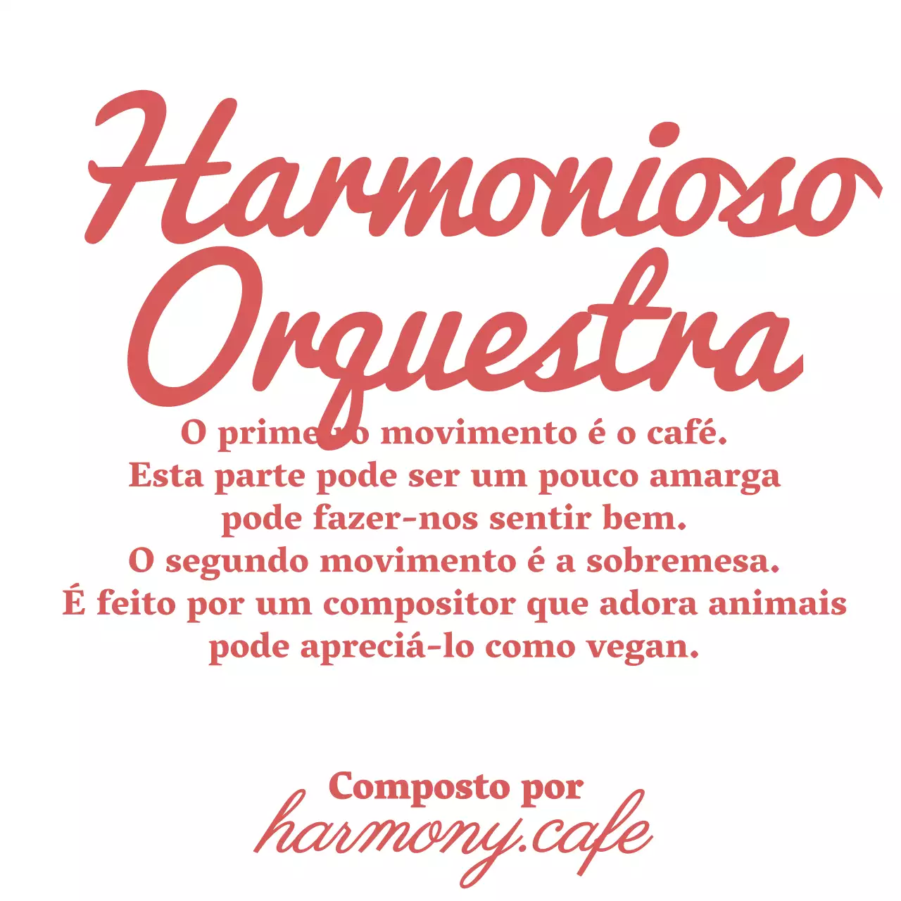 Para um café de conceito sofisticado com texto em inglês a vermelho.