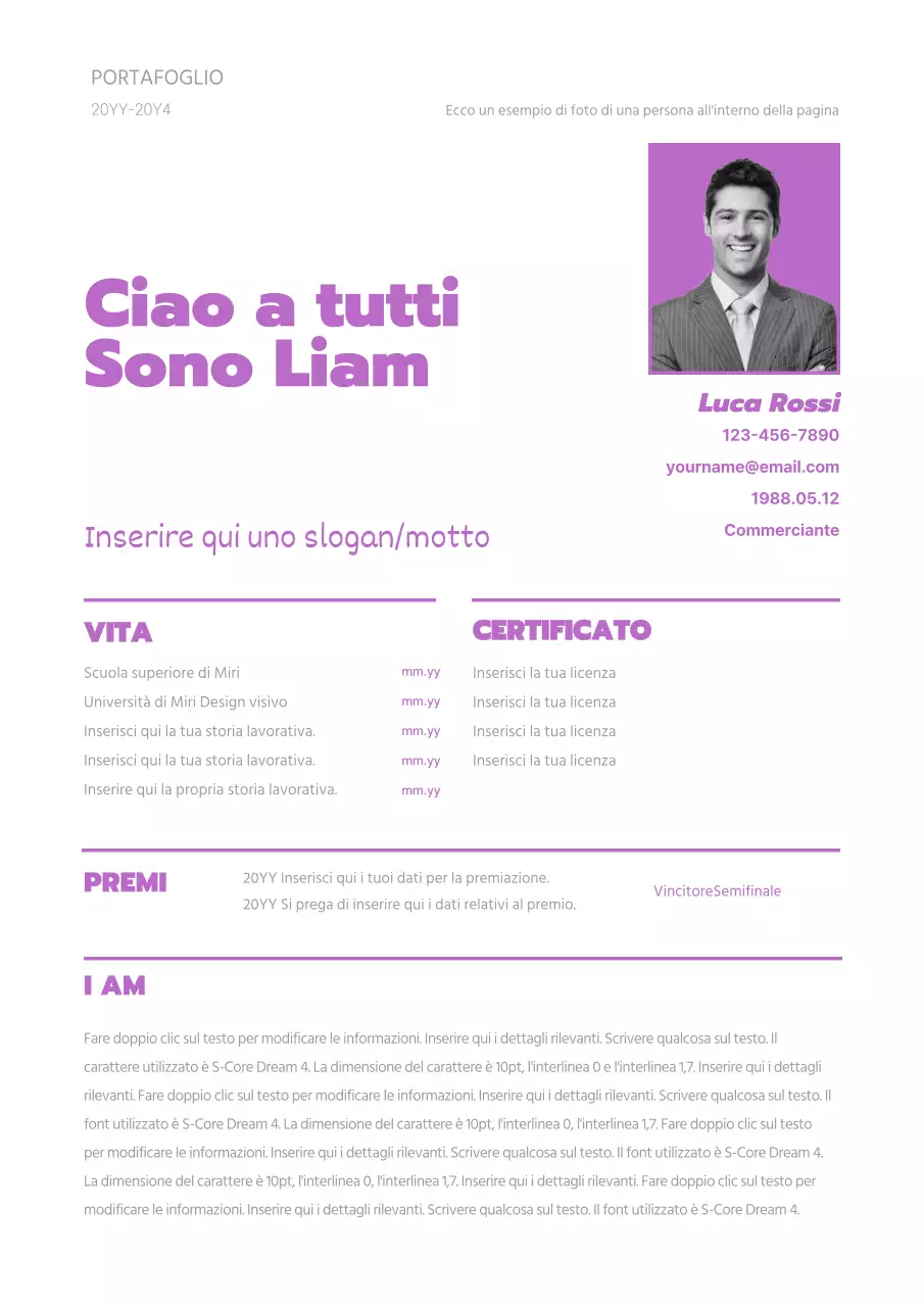 Lettera di presentazione semplice in viola