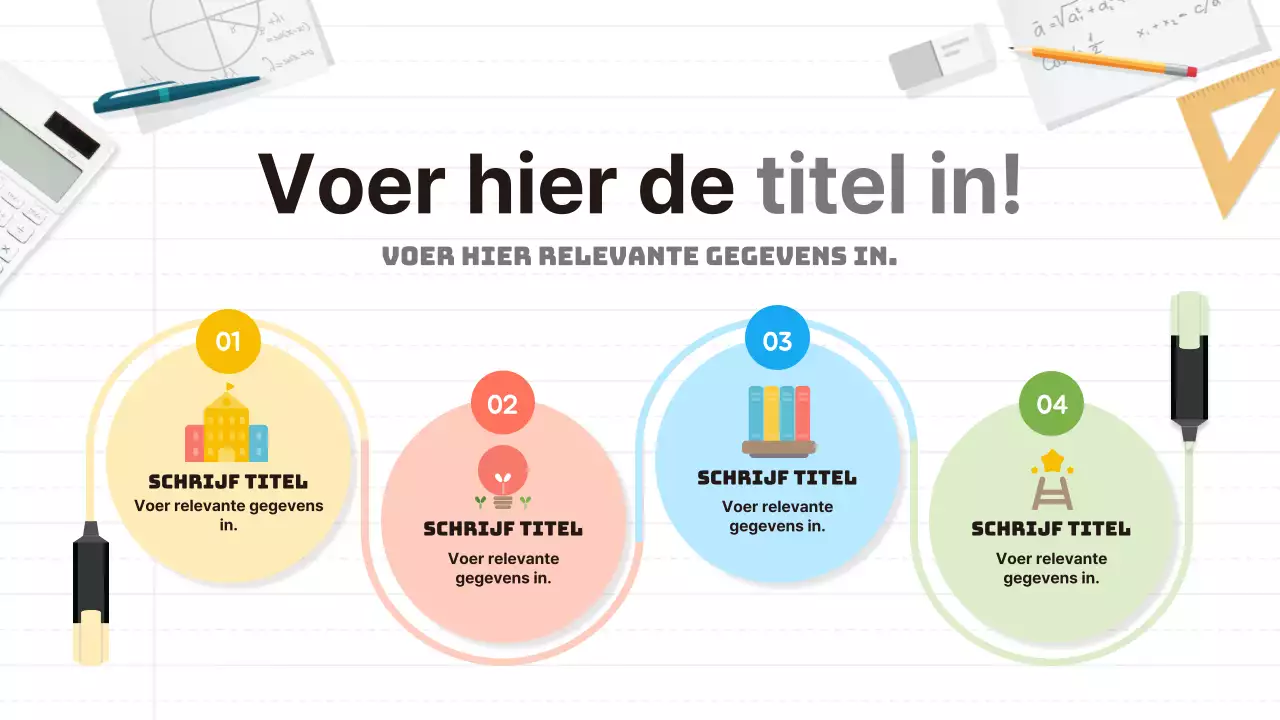 Stappenplan met pastel briefpapierillustraties voor notitie-achtergronden
