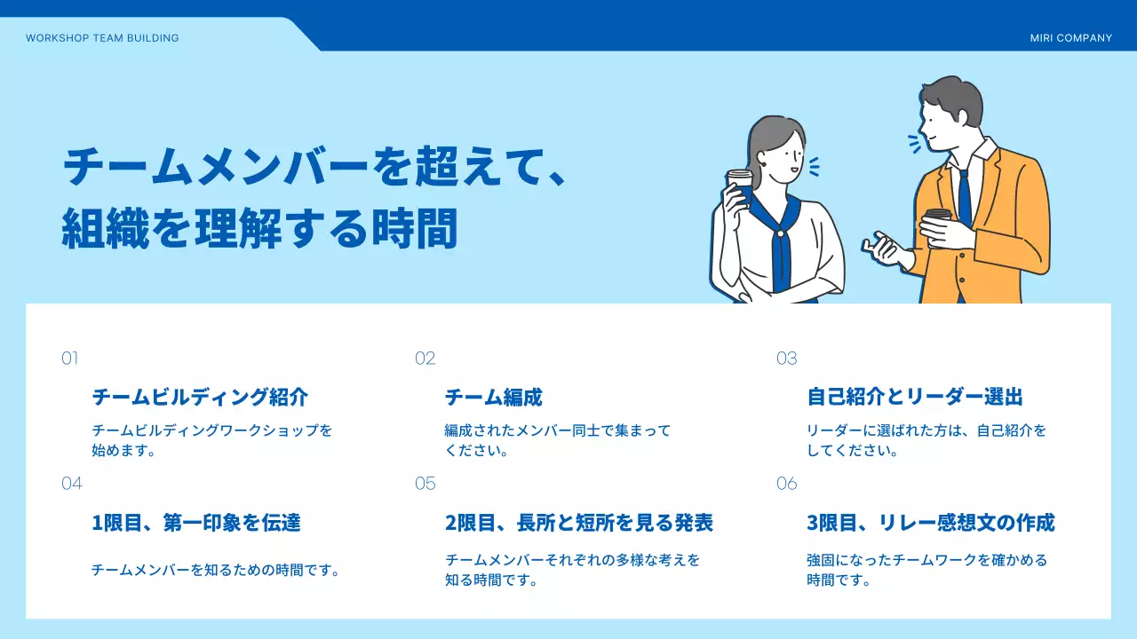 青 シンプル ワークショップ プレゼンテーション