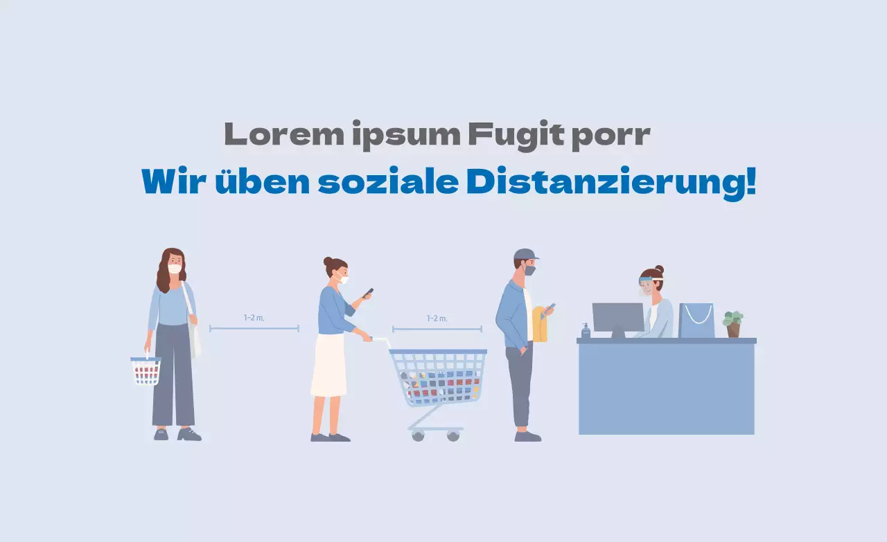 Blaue Abbildung: Saubere Koronavermeidung