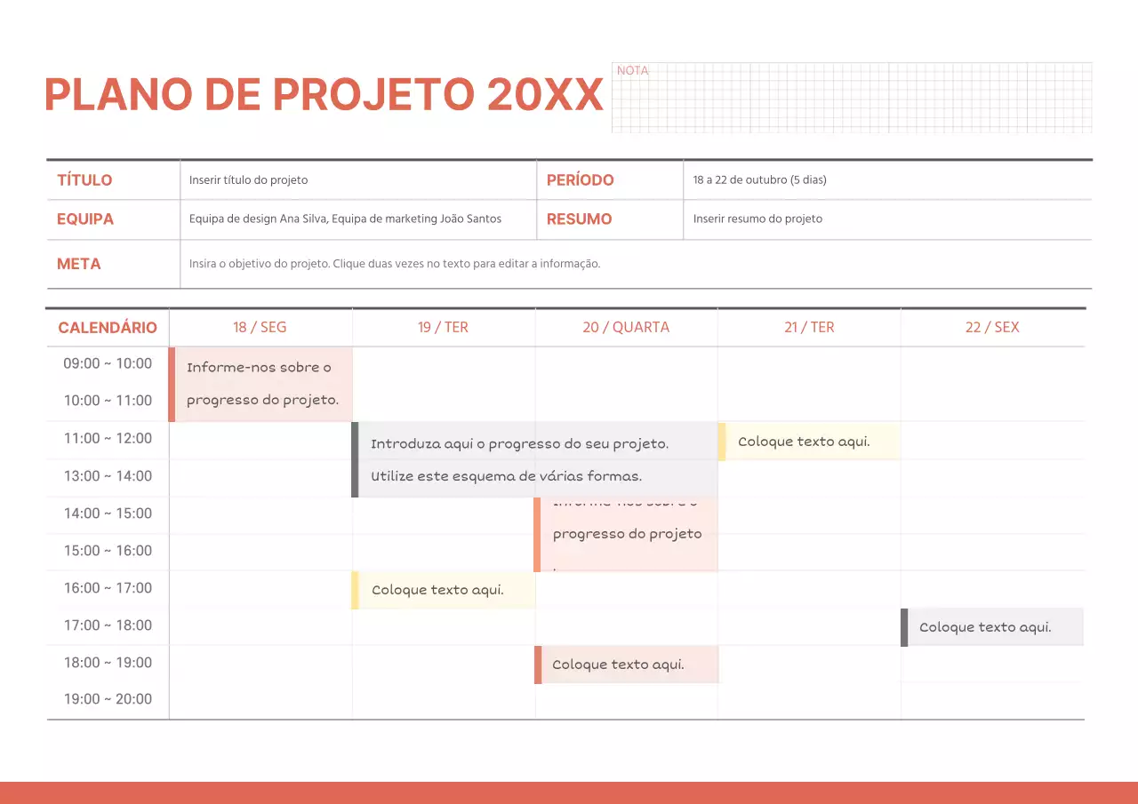 Um plano de projeto simples a vermelho