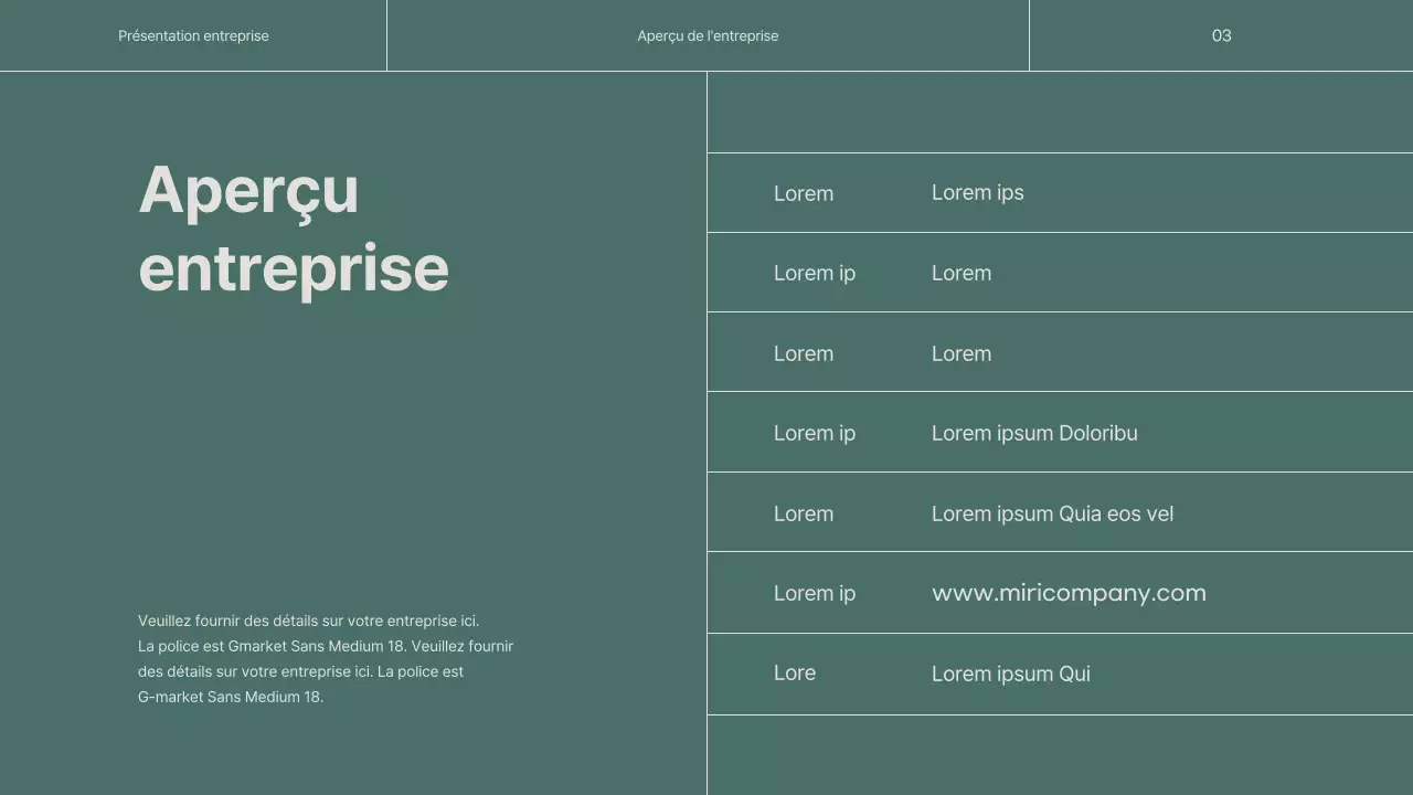 Un profil d'entreprise simple, vert et beige