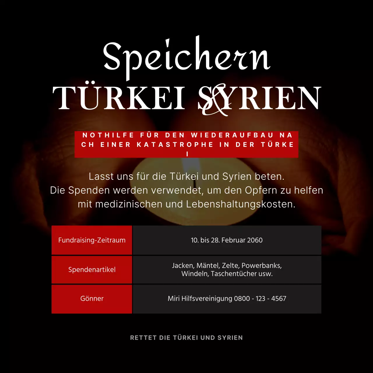 Turkiye Emergency Aid in Schwarz und Rot