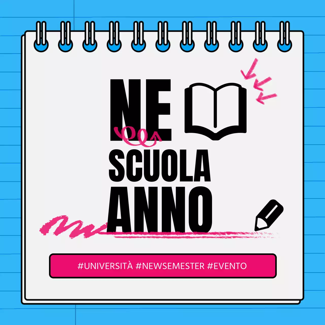 Eventi di ritorno a scuola in blu e rosa