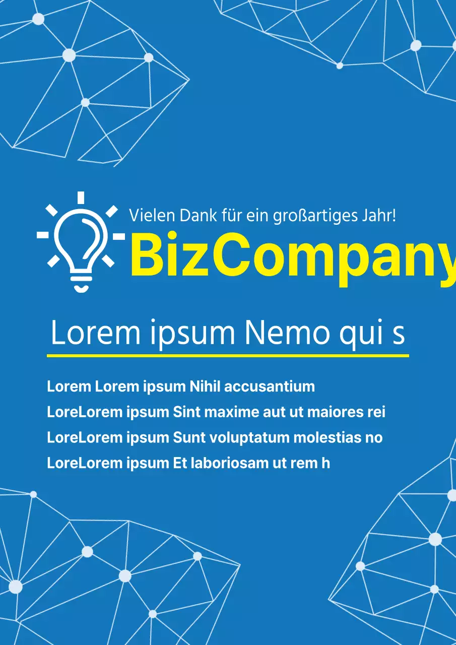 Einfaches blaues und gelbes Werbeplakat für eine Betriebsfeier